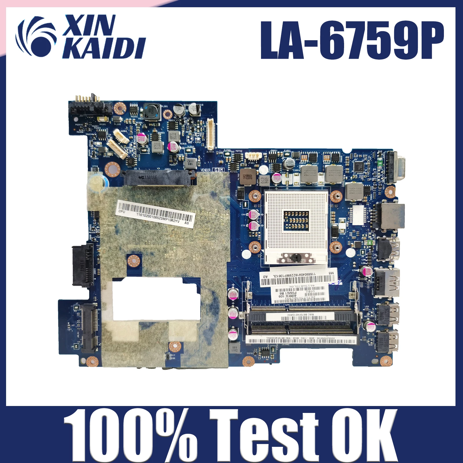 

LA-6759P For Lenovo Ideapad G470 Laptop Motherboard 11S11013568ZZ PIWG1 LA-6759P HM65 Notebook Mainboard Full Tested