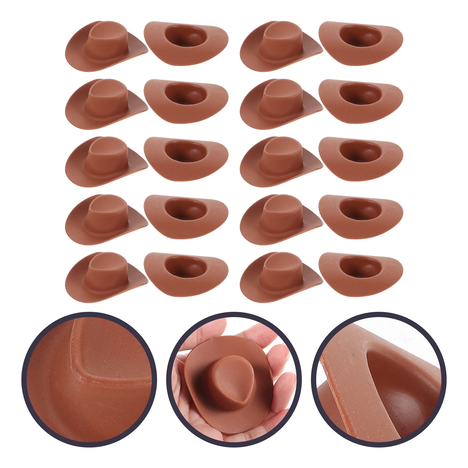 

20pcs Hats Brown Plastic Small Accessories Cowboy Hats Crafts Toy Tiny Plastic Hat Hat Decorations Miniature