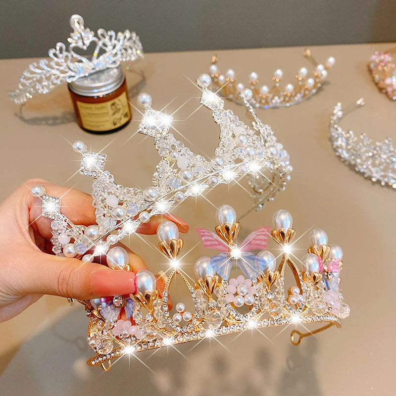 Romantic Multicolor Butterfly Princess Tiaras Crown Headband For Women Girls Fashion Prom Crown Wedding Party Hair Accessories