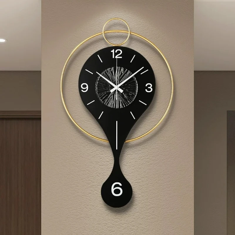 Luxury Circular swinging wall clock Creativity Living Room Digital Clock Restaurant Mute Watch Bedroom Quartz Clock Home Decor