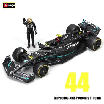 Bburago 1:24 2023 F1 메르세데스-AMG W14 + 수상 인형 44 # 해밀턴 63 # 러셀 페인트 포뮬러 원 합금 슈퍼 장난감 자동차 모드 