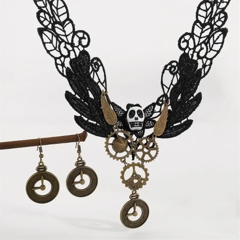 652F Phong Cách Khoa Học Viễn Tưởng Gothic Ren Vòng Cổ Choker Bộ Bông Trang Phục Halloween Trang Sức