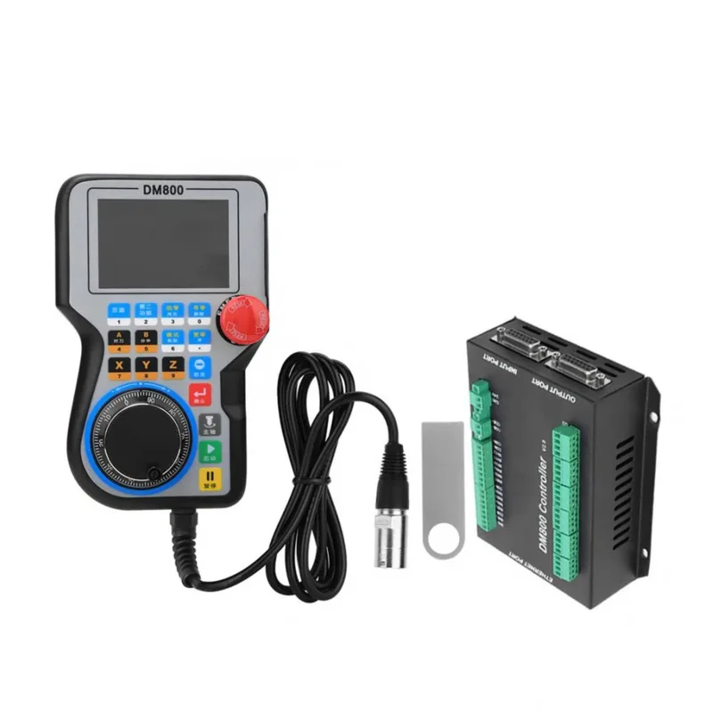 DM800 CNC Handle Controller Motion Control System 3/4/5 Axis 3.8 Inch Screens And Emergency Stop Button Support G Code