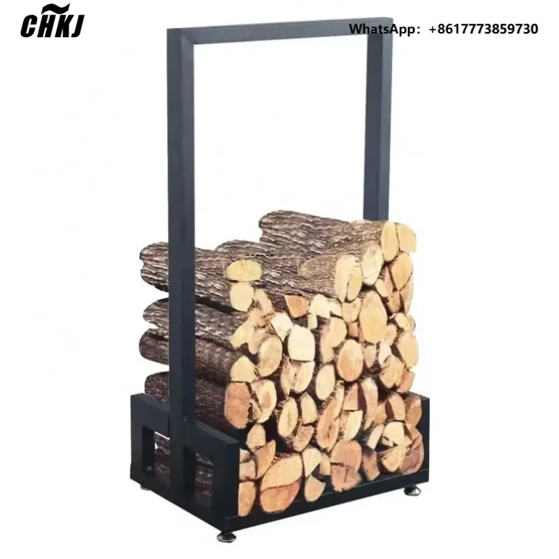 

CHKJ Exterior Firewood Outdoor Indoor 4 Feet Iron Heavy Duty Iron Metal Firewood Storage Log Rack HolderConstruction bowl