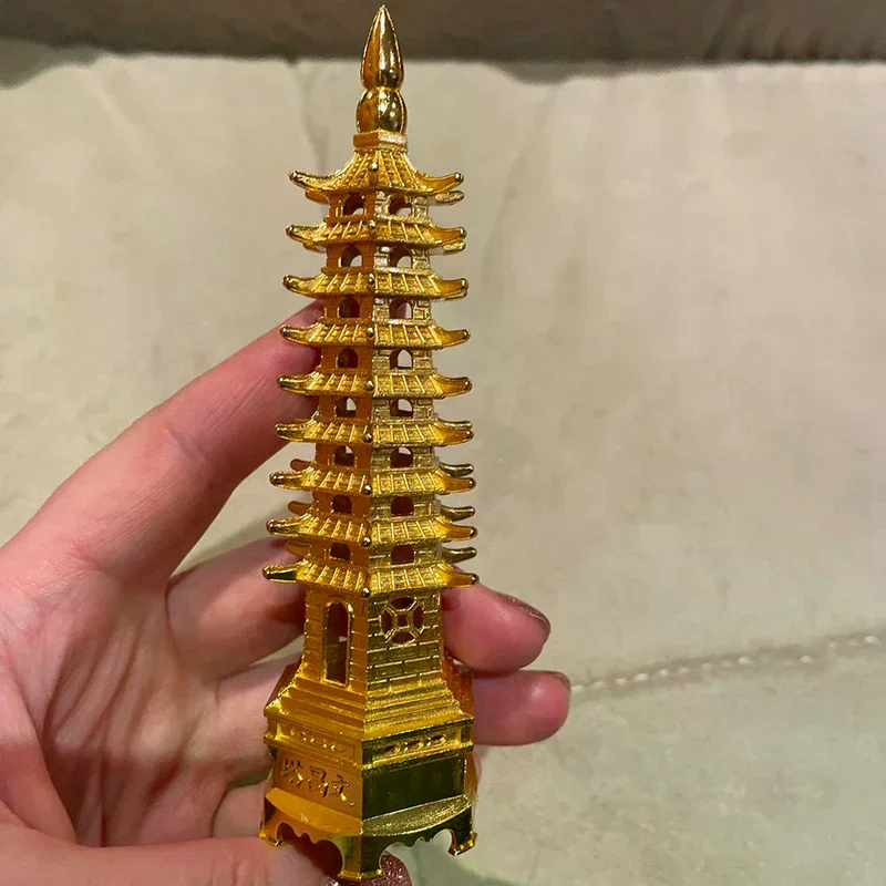 Zinc Alloy Feng Shui Education Tower Levels Wen Chang Pagoda Desktop Ornaments