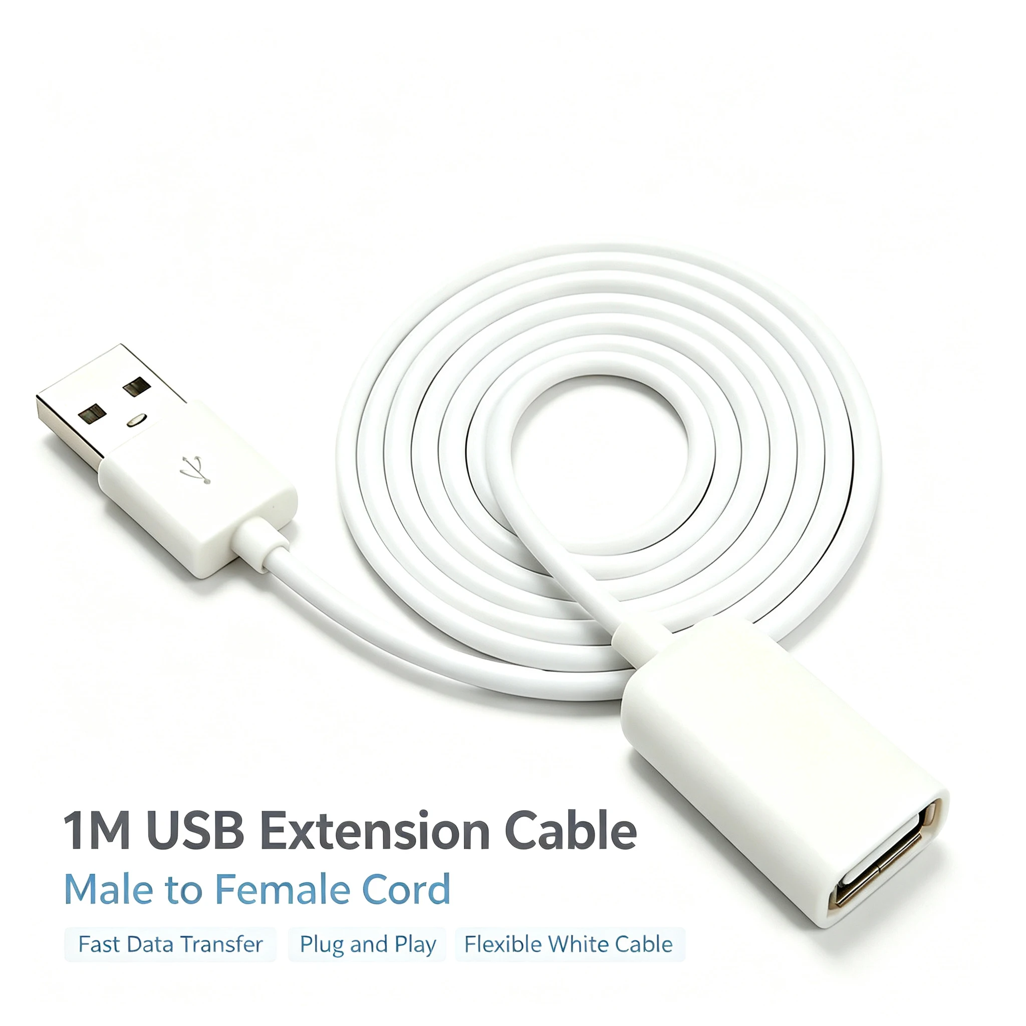 KEBIDUMEI USB 2.0 Verlängerungskabel Stecker auf Buchse, Hochgeschwindigkeits-USB 2.0 Verlängerung für Laptop PC USB-Verlängerung – Detail 4