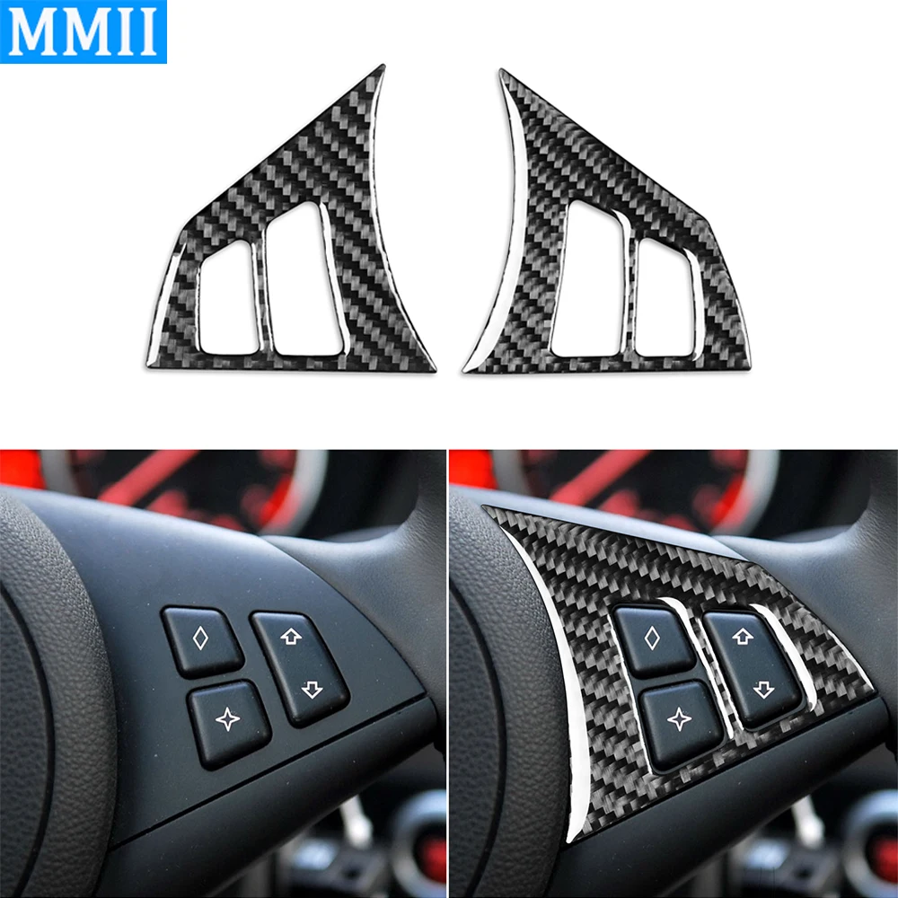 

For BMW 5 Series E60 2004-2007 Carbon Fiber Steering Wheel Button Frame Trim Cover Car Interiors Accessories Decoration Sticker