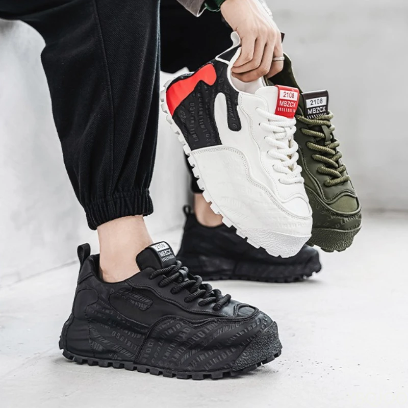 春の新作、多用途で厚底のシューズ、カジュアルで快適なスニーカー、メンズミニマリスト、身長アップシューズ