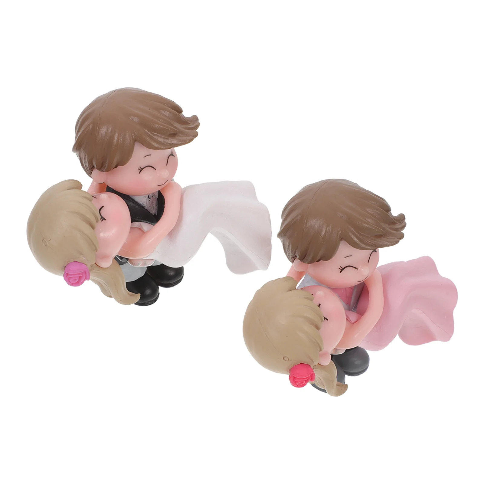 

2 Pairs Princess Hug Couple Gift Figurines Black White Cake Decor Birthday Party nament Exquisite Cake Topper