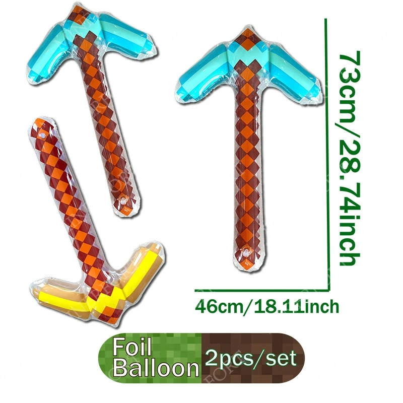 Pixel-Stil Edelstein-Goldschwert Geburtstagsparty-Dekoration Aluminiumfolienballon Kreatives Heimspiel-Requisit Festliche Feiertagsartikel