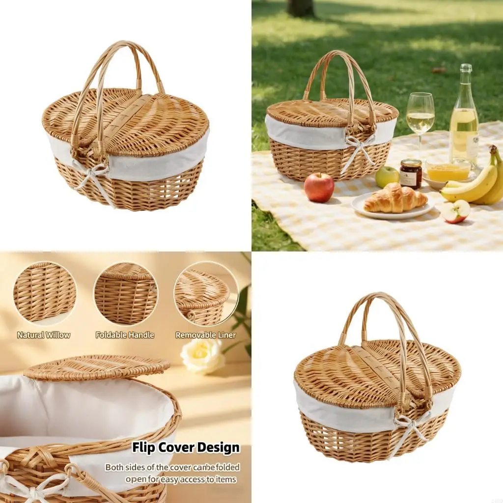 Handwoven Natural Willow Basket Suitable for Kids Outdoor Activity Decorating 24BD