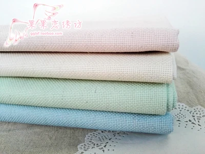 Ricamo incrociato coreano di alta qualità 14CT lino rosa, blu, verde e lino leggero tagliato 30-30CM N