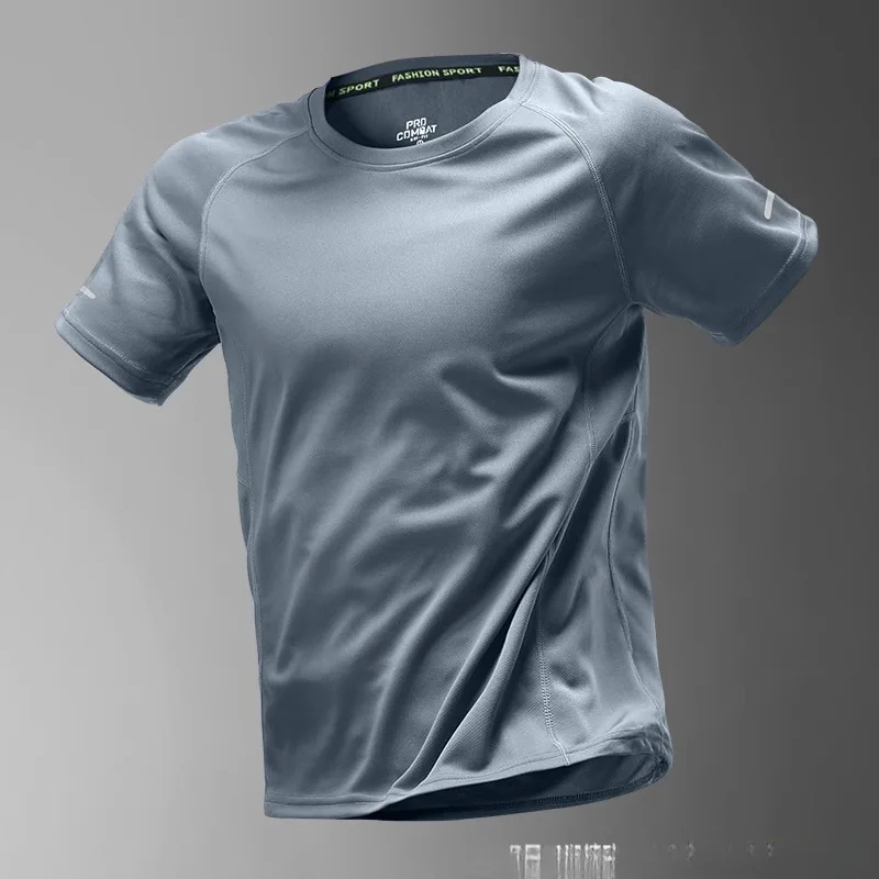 quick drying T-shirt men's 2025 summer mesh sports short sleeved half sleeved fitness clothes running clothes new top image 2