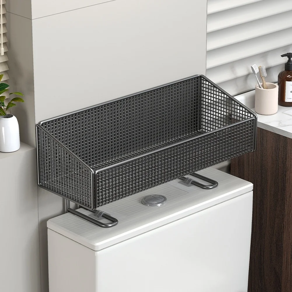 Bathroom Storage Shelf with 2 Tiers for Organizing Toilet For Tissue and Bathroom Accessories with Iron Construction