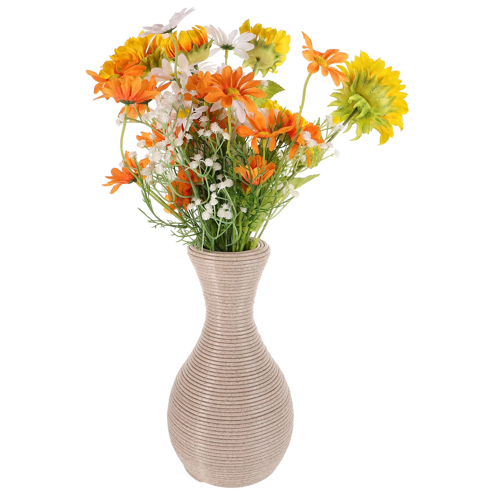 

Plastic Woven Vase European Style Handwoven Imitation Rattan Decorative Flower Holder Rustic Creative Vase for Home Decor