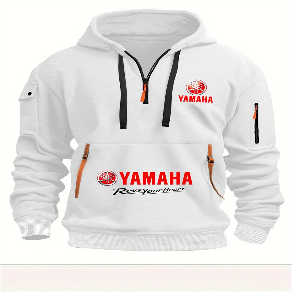 2025 ياماها الخريف والشتاء موضة الرجال الرياضة الركض عادية هوديي قناع السترة سستة متعددة جيب الرجال هوديي سترة