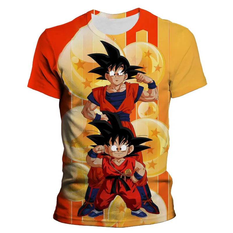 Camiseta de Dragon Ball para niños, camisa informal de manga corta con estampado 3D de Goku, Anime japonés de dibujos animados, gran tamaño, novedad