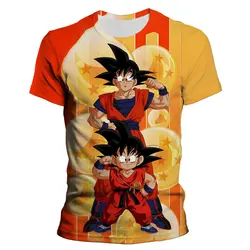 Camiseta de Dragon Ball para niños, camisa informal de manga corta con estampado 3D de Goku, Anime japonés de dibujos animados, gran tamaño, novedad de 2024