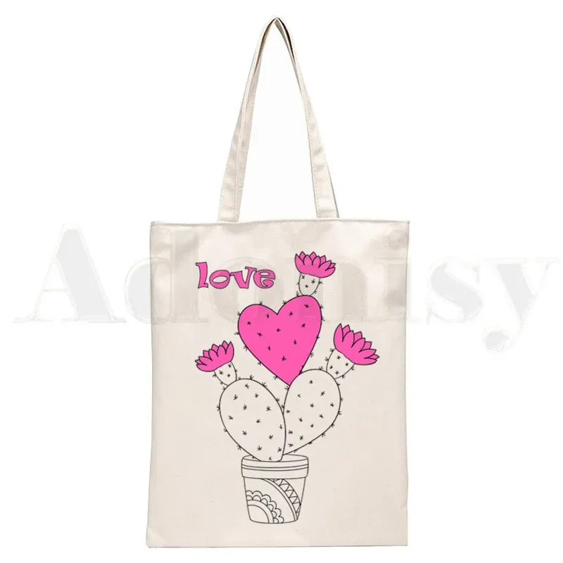 Cactus stampato streetwear moda kawaii borse a tracolla borse a tracolla shopping casual borsa per ragazze borsa da donna elegante borsa di tela