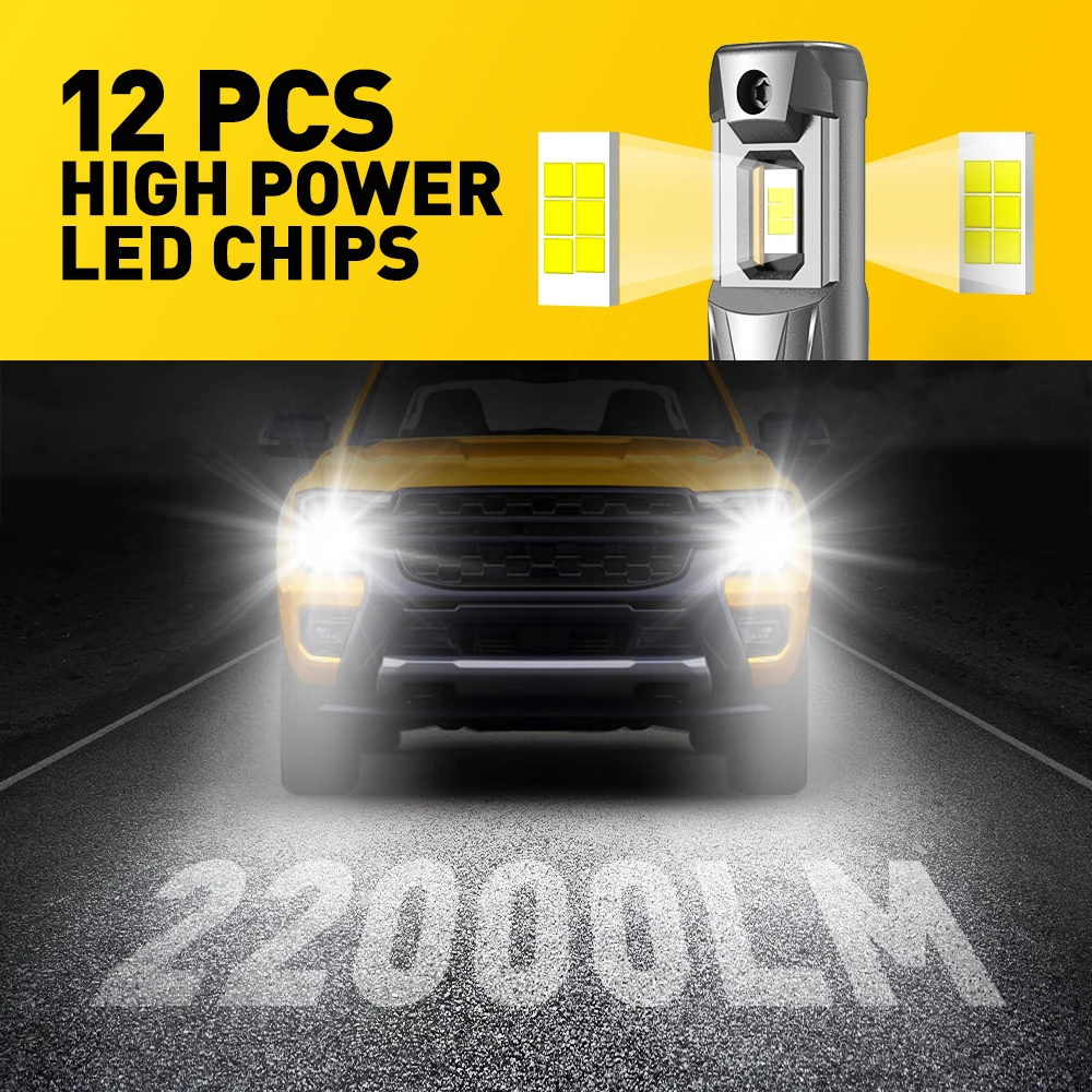 AUXITO 2Pcs 터보 LED 9005 HB3 Canbus 헤드 라이트 전구 120W 매우 강력한 22000LM 슈퍼 화이트 6500K 12V 자동차 램프 오류 무료