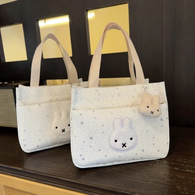 Japanese Style Star Miffy Rabbit Tote Bag Pink Cute Sweet Girls Handbag Ins Student Mommy Commute Lunch Bento Bag Portable view 3