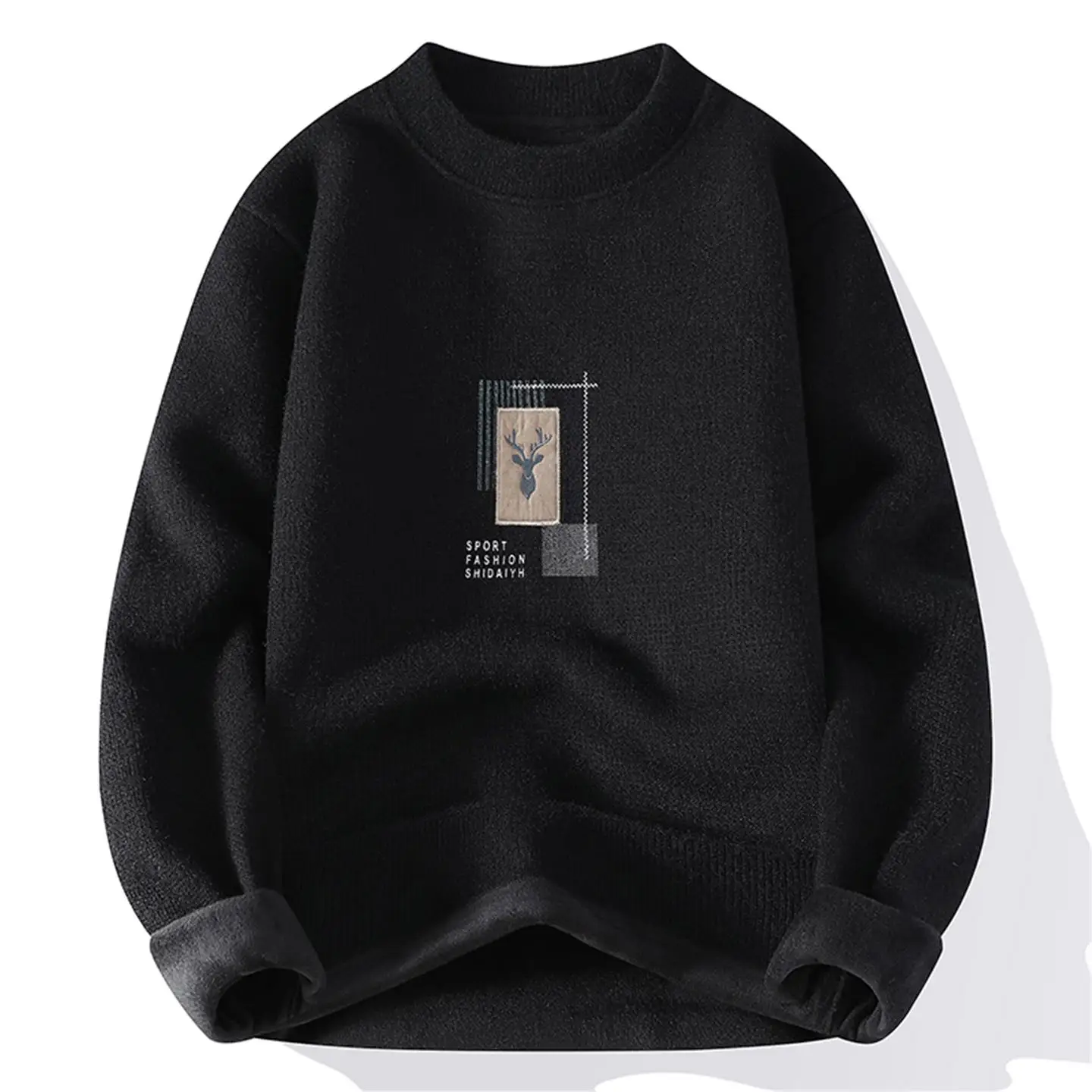 Thiened Fce Maglione lavorato a maglia a collo alto da uomo Base invernale irt Interno caldo Top Faion Urban Sle Long Sve Crew Ne