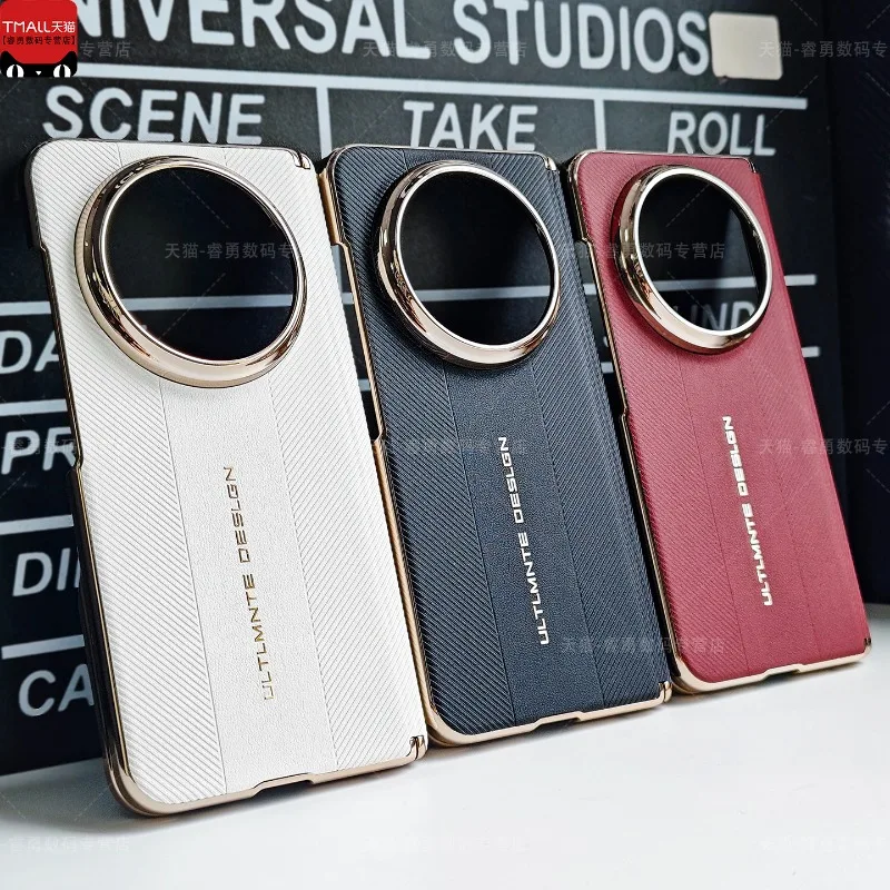 

For Vivo X Fold 6 Case Matte PU Stripe Vegan Leather Electroplated Border Fold Phone Cover With Central Hinge Protection Shell
