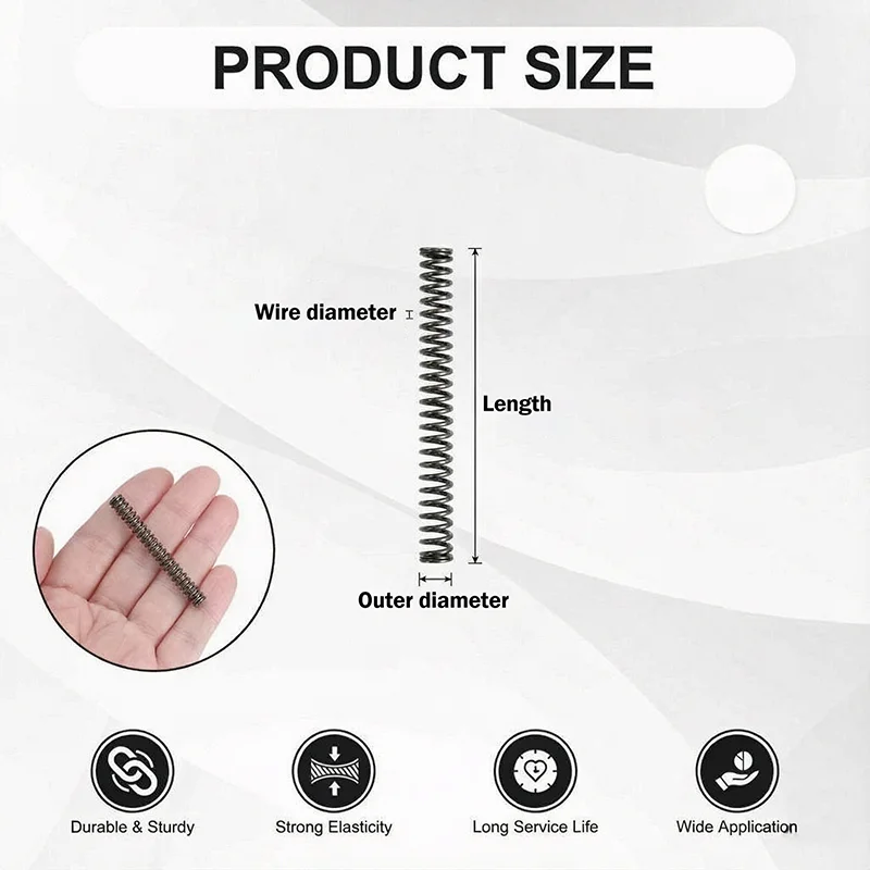 10pcs/Lot Spring Steel Wire Dia 0.7mm/0.8mm Micro Small Compression Spring OD:4/5/6/7/8/9/10/11/12/13/14mm Length 5mm to 50mm