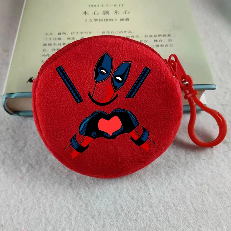 MARVEL Deadpool and Wolverine Plush Coin Purse Round Mini Money Bag Periphery Cartoon Cute Children Outdoor Supplies Fashion