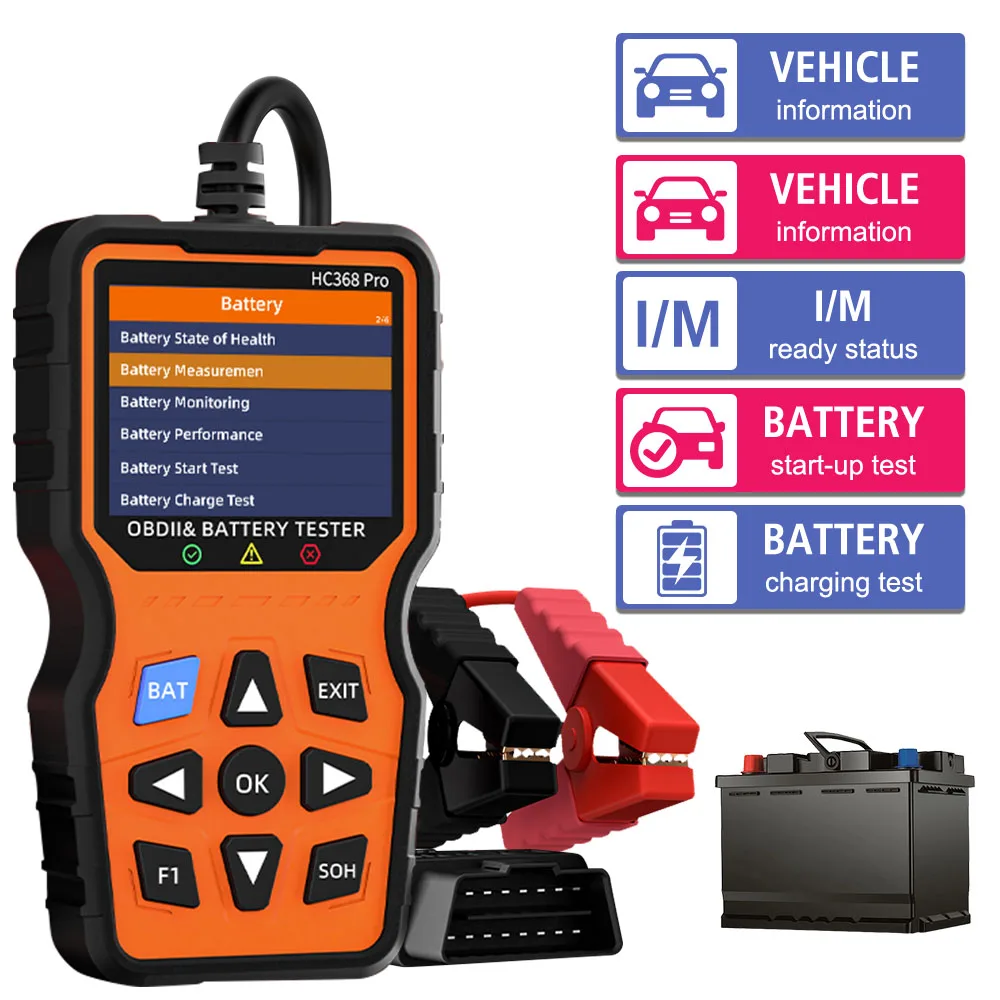

Fault Code Clear Car Fault Battery Tester Code Reader Universal OBD II Scanner HC368 Pro Check Engine System Battery Tester