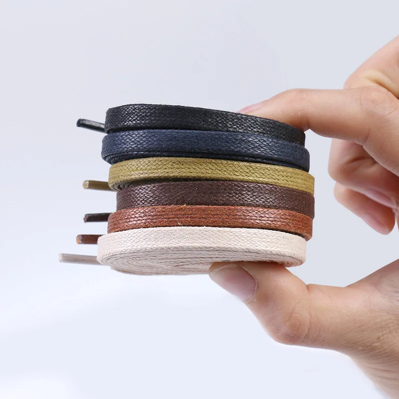 Waxed 6MM leather shoes shoelaces flat cotton colored hiking shoes  boots sneakers shoes strap.