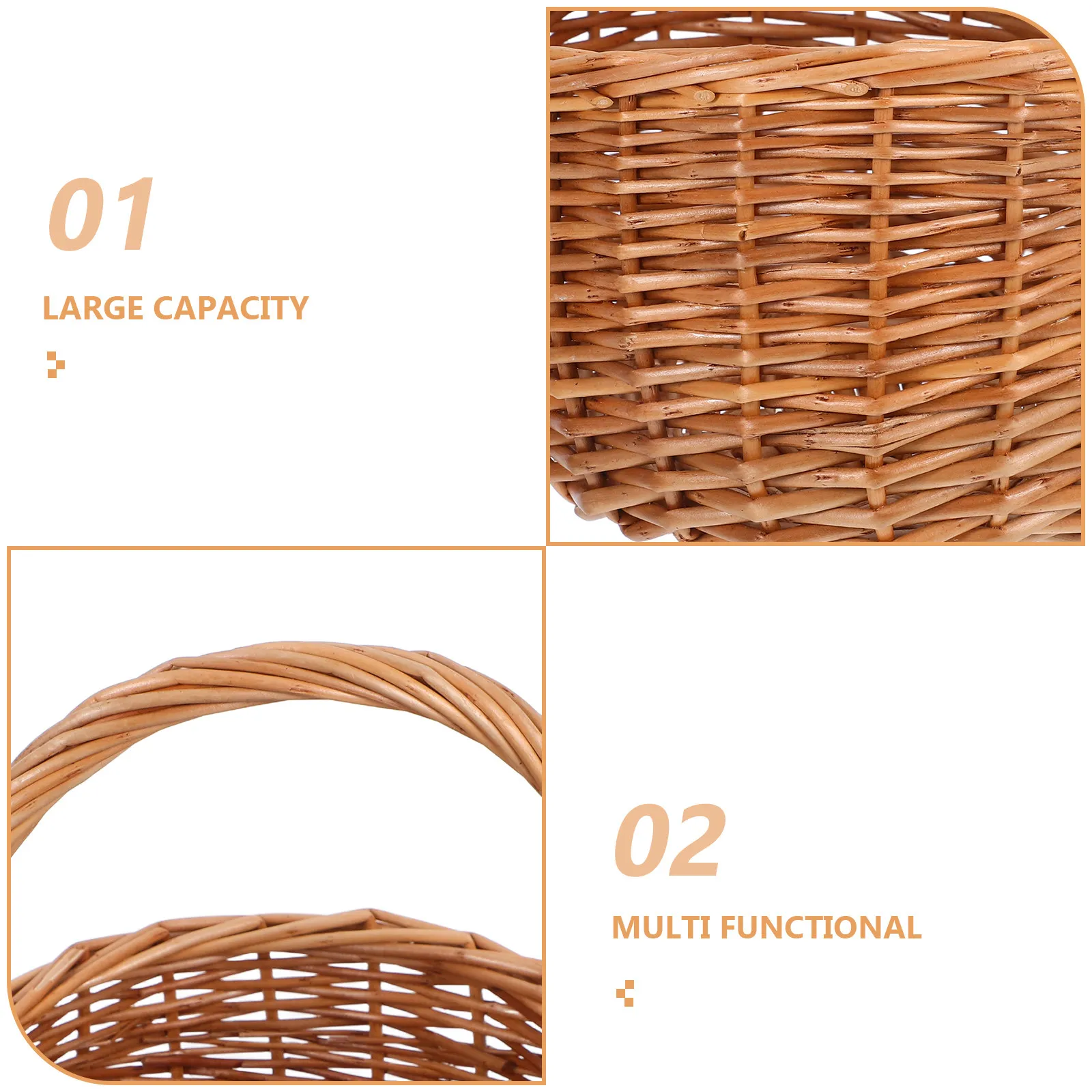 Rustic Handmade Willow Basket Woven Wicker Storage Basket Portable Tote for Picnics Gatherings Shopping Floral Arrangements