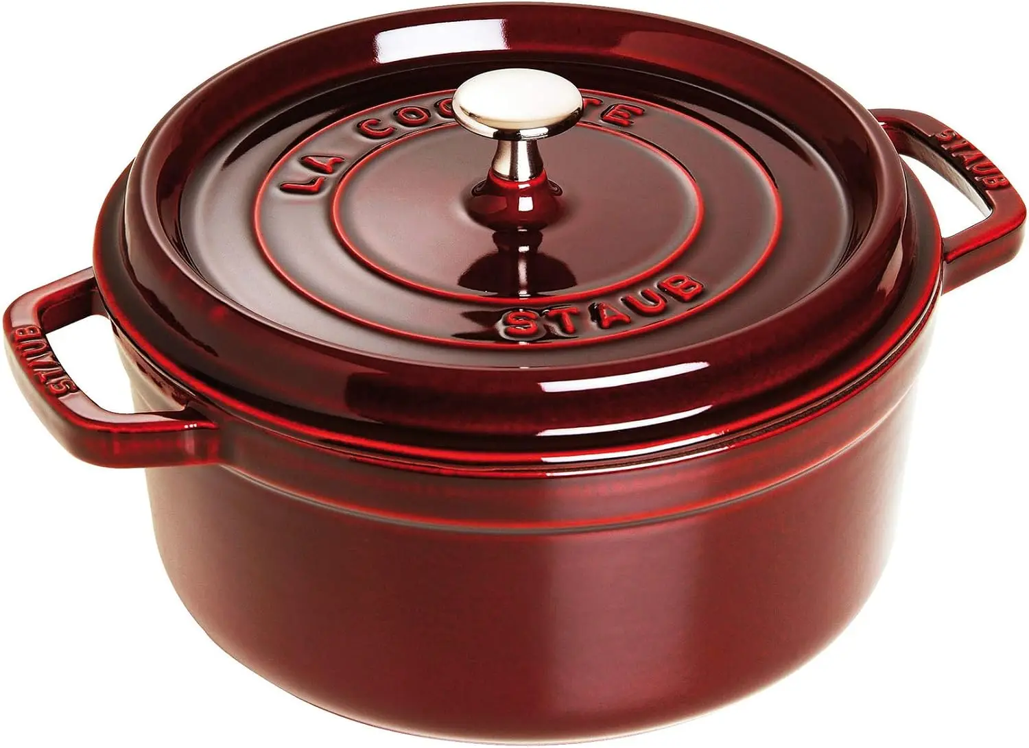 Cocotte redondo de hierro fundido de 13,25 cuartos - Granadina, fabricado en Francia