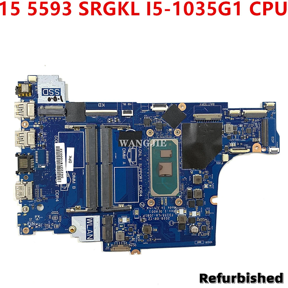 

SRGKL i5-1035G1 Board FDI55 LA-J081P 047MF0 47MF0 для Dell Inspiron 15 5593, материнская плата для ноутбука SRGKL I5-1035G 1 CPU