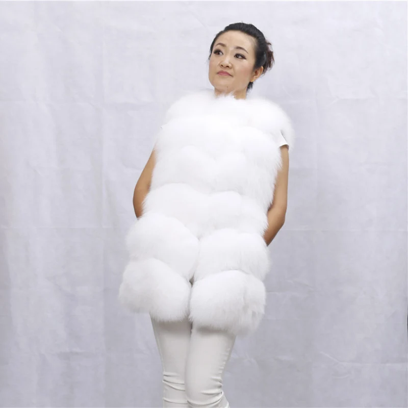 Women Real Fur WaistCoat Natural Fluffy Fox Fur Outerwear Streetwear Warm Fox  Fur Vest