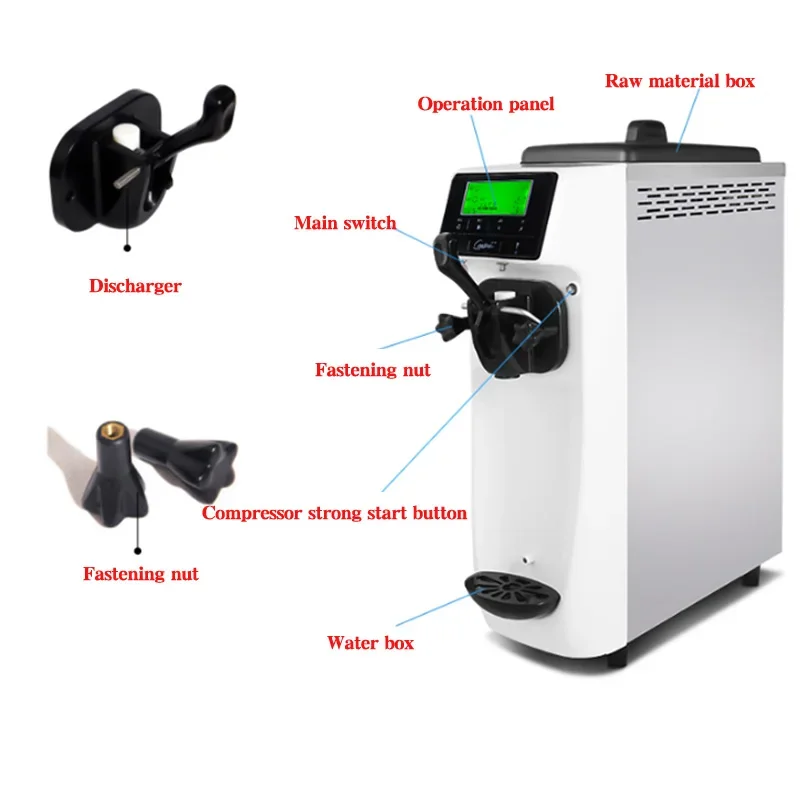 ST16E Desktop soft ice cream machine small stainless steel ice cream machine soft ice cream maker 12-16L/h 220V 1PC