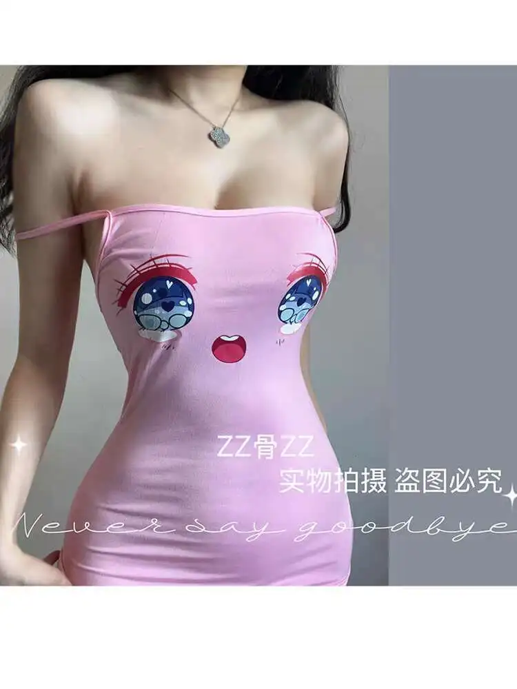 Été nouveau doux fille imprimé pur désir Sexy sac hanche sangle robe élégante courte rose doux femmes Mini robe hauts X27B