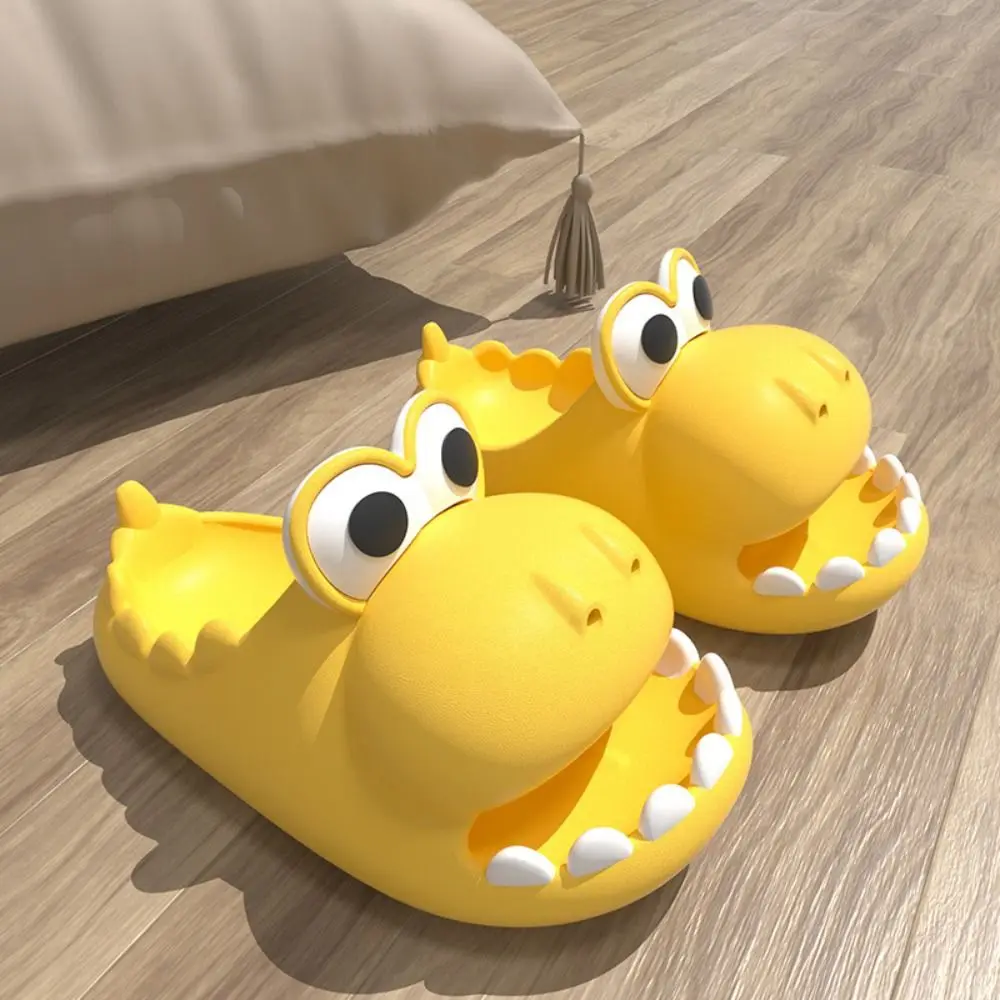 Non-Slip Cartoon Dinosaur Slippers Soft Thick Sole Dinosaur Pillow Slides Cartoon Animal Toe and Hole Dinosaur EVA Slippers Bath