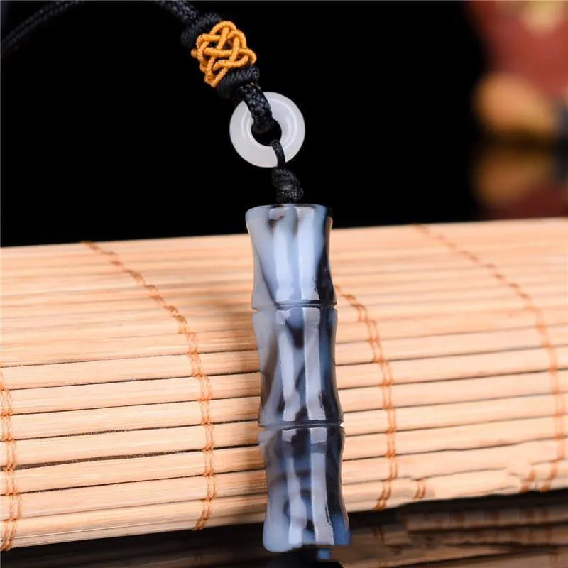 

Natural Hetian Jade Blue-and-white Bamboo Pendant for Men and Women Is Rising Steadily. Bamboo Newspaper Pendant Jewelry Is Safe