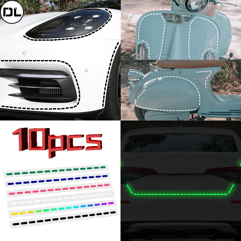 

10pcs DIY Line Reflective Stickers Car Motorcycle Bicycle Wheel Body Decoration Strips Warning Decals Motorcycle Accessories