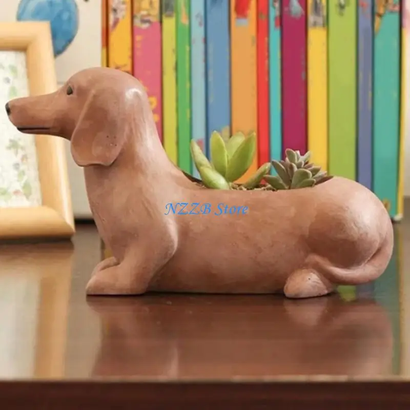 

T21F Dachshund Dog Flexible Ornament Molds Silicone Flowerpot Mold Planter Mold