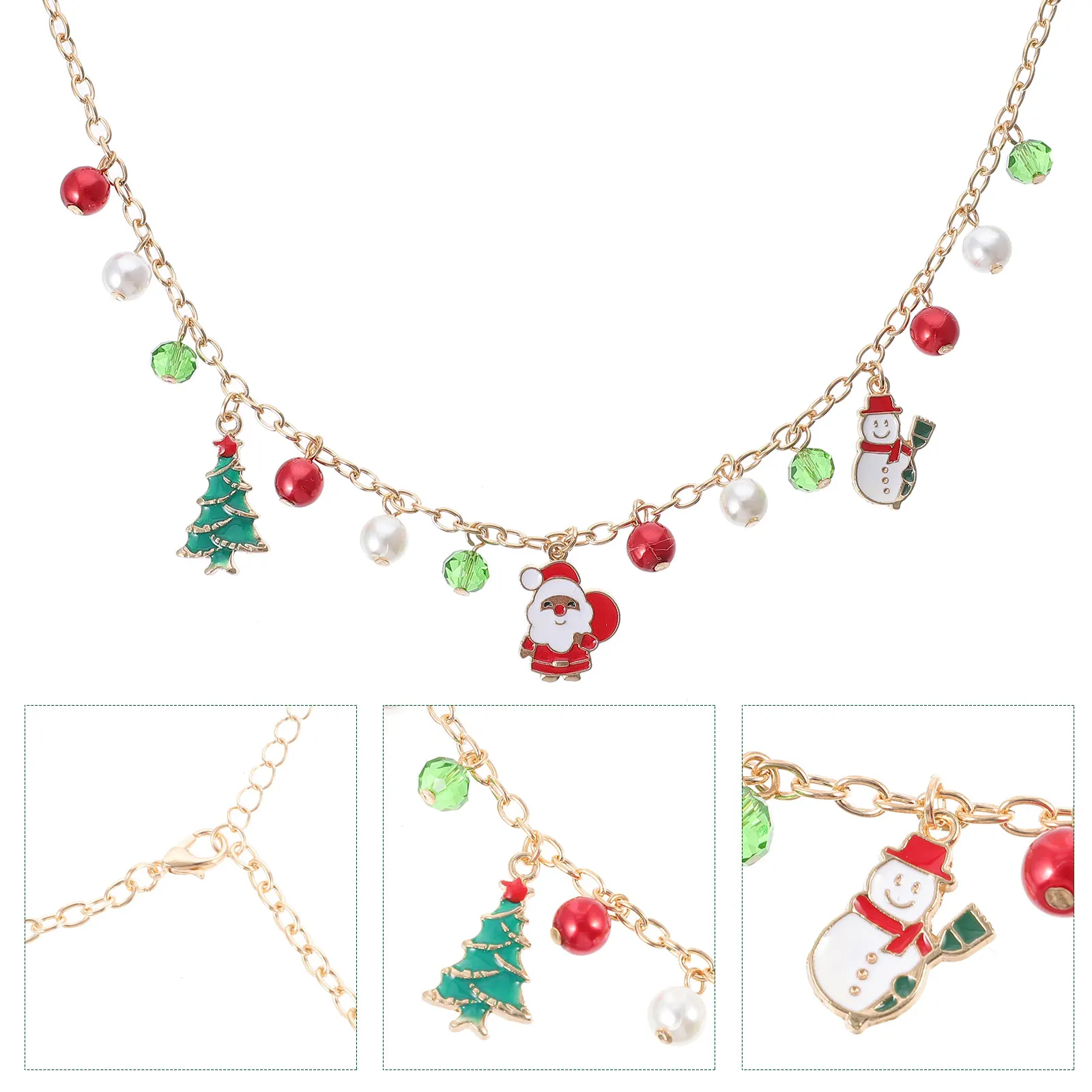 Christmas Snowflake Pendant Necklace Elegant Alloy Women Gold Filled Festival Chain Xmas Theme Girls Accessories