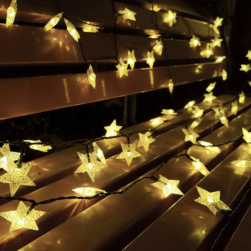12m/7m/5m Outdoor Solar Star String Lights Weatherproof Solar Lights Fairy Lights Star for Christmas Garden Wedding Decoration