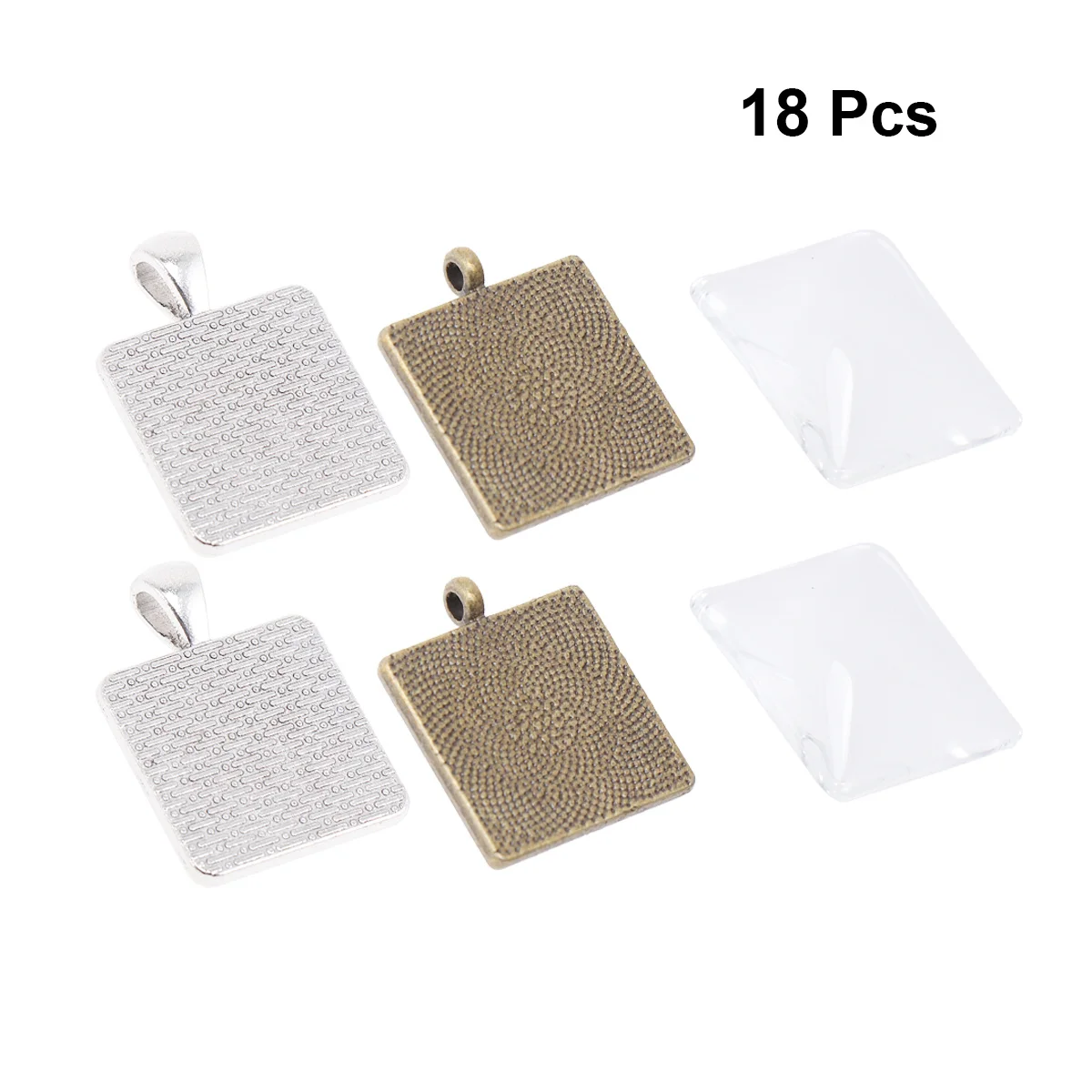 

18 set Retro Pendant Trays 20Mm Square Bezel Dome Tiles For Diy Jewelry Making Craft Photo Cameo Art Custom Pendants Jewelry