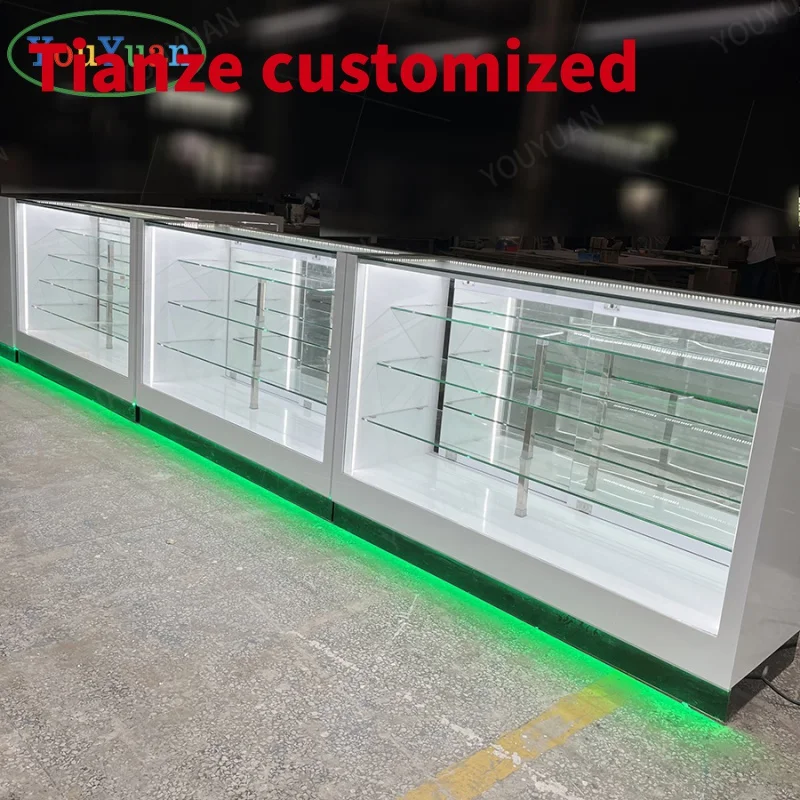 (customized)Customized Glass Frameless Display Showcase Smoke Display Racks Cabinet Kiosk Store other commercial furnitu