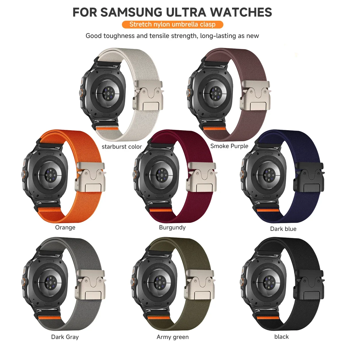 Cinturino in nylon per Samsung Galaxy Watch Ultra 47mm Bracciale con cinturino elastico intrecciato senza spazi vuoti per cinturino Galaxy Watch Ultra 47mm