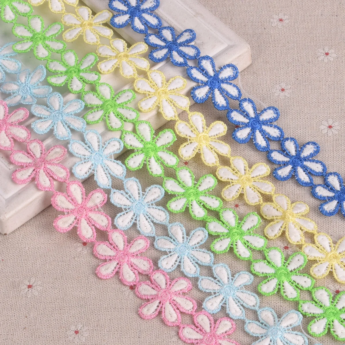 1 Yard Flower Trim Lace Fabric Embroidery Handmade Patchwork Ribbon DIY Apparel Sewing Accessories