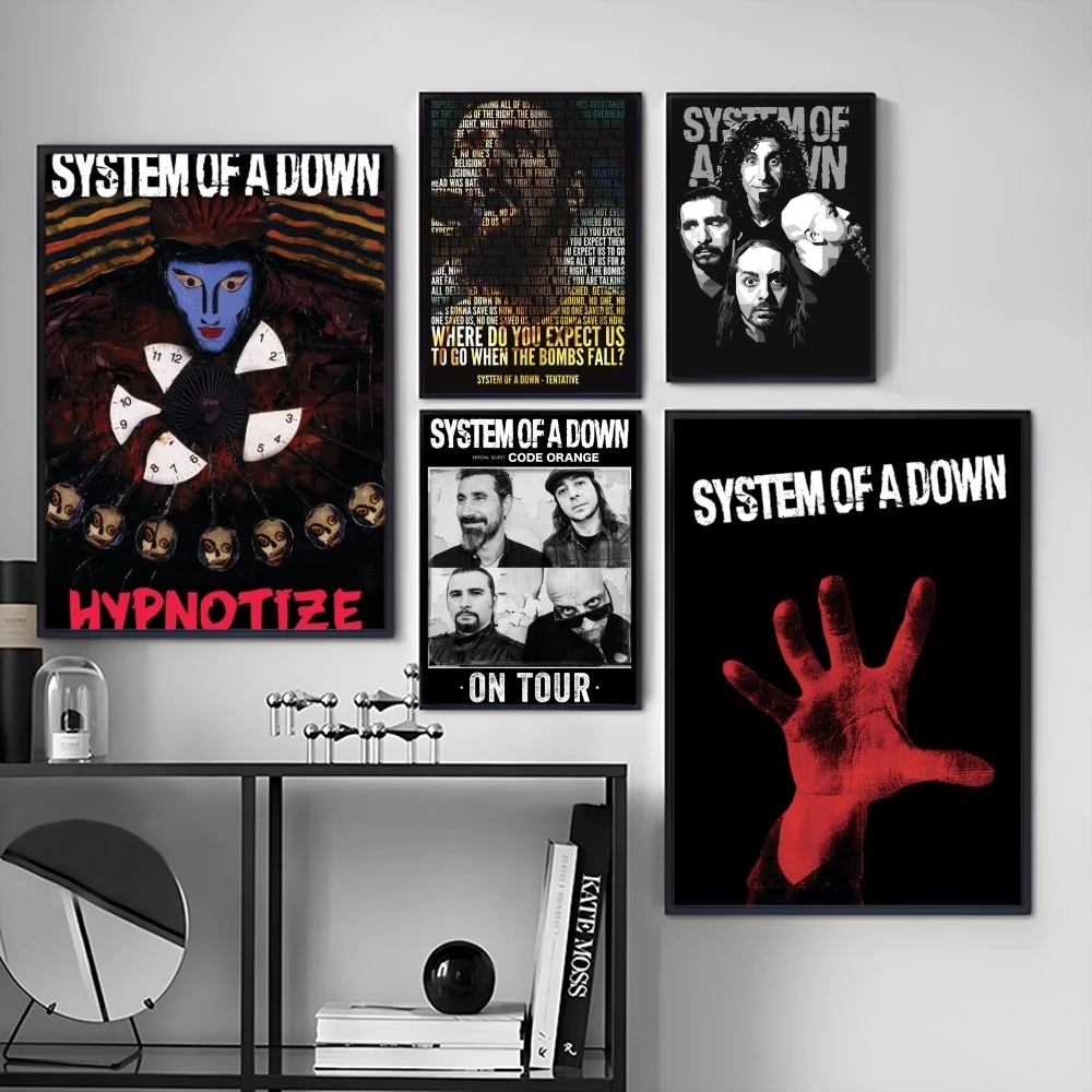 S-System of a Down Band Painting Calligraphy Canvas Poster Art for Bedroom Living Room Home Decor Wall Decoration Decals Gift
