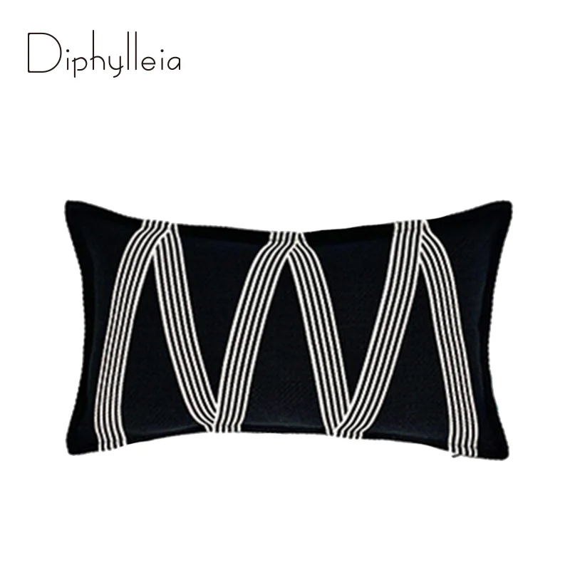 Diphylleia Modern Concise Style Decorative Cushion Cover Luxury Thick Hand Feel Texture Lumbar Pillow Case For Living Room Sofa