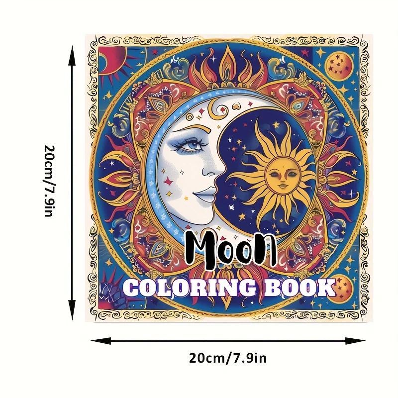 Libro para colorear Mystery Moon de 28 páginas para reducción de estrés para adultos |   Libro para colorear para aliviar el estrés y reducir el estado de ánimo San Valentín